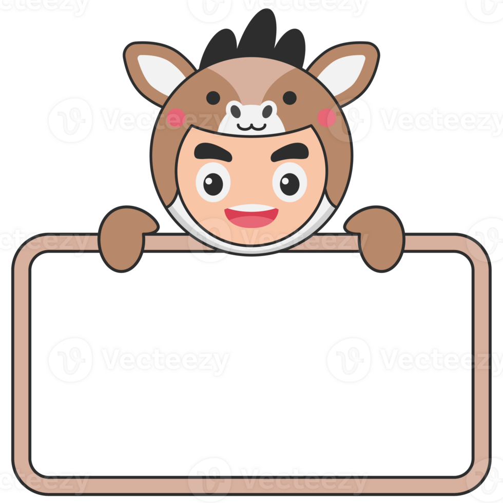 Cute Animal Holding Blank Banner png