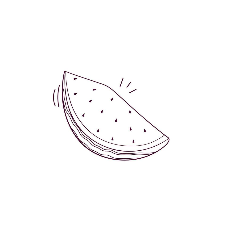 Hand Drawn illustration of sliced watermelon icon. Doodle Vector Sketch Illustration