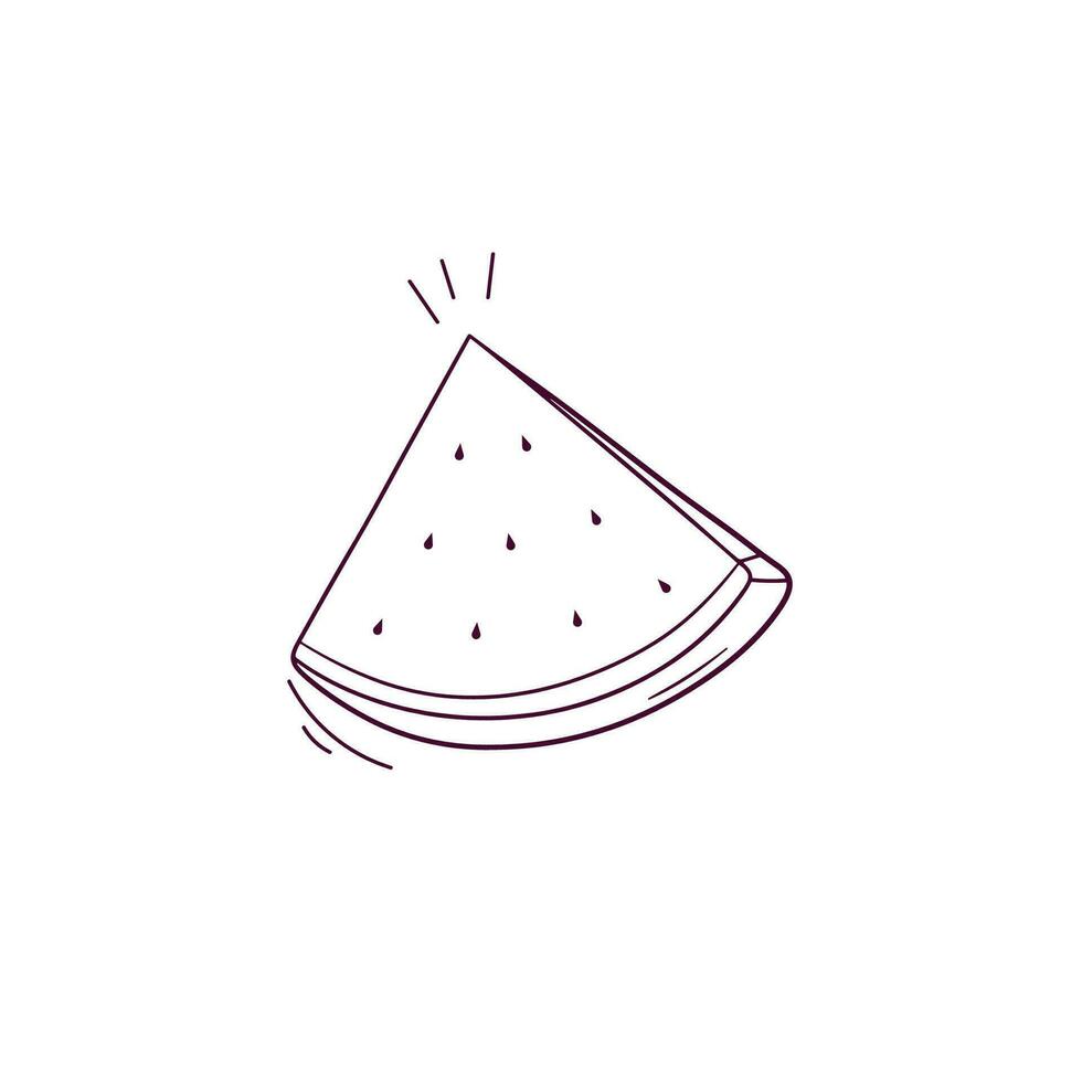 Hand Drawn illustration of sliced watermelon icon. Doodle Vector Sketch Illustration