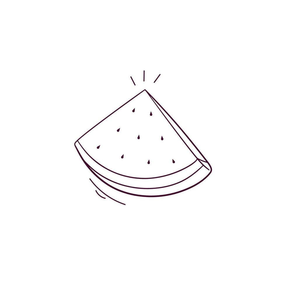 Hand Drawn illustration of sliced watermelon icon. Doodle Vector Sketch Illustration