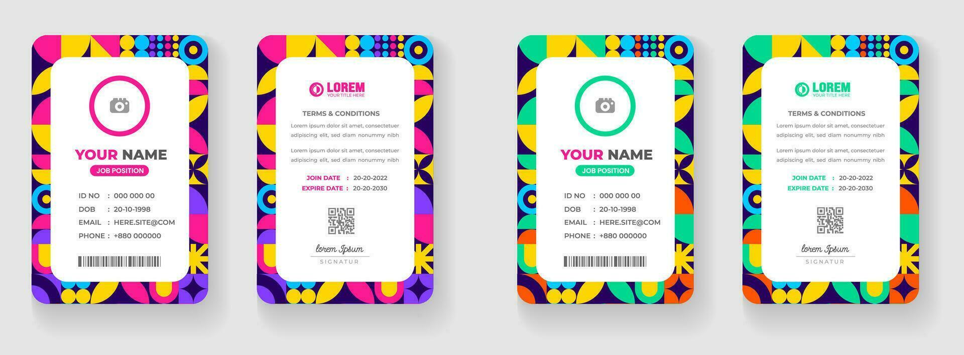 abstract geometric shape pattern corporate business office id card design template. vector