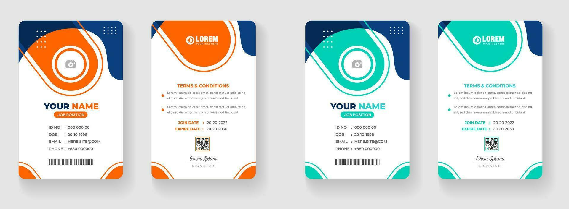 corporate business office id card design set with blue and yellow color. vector