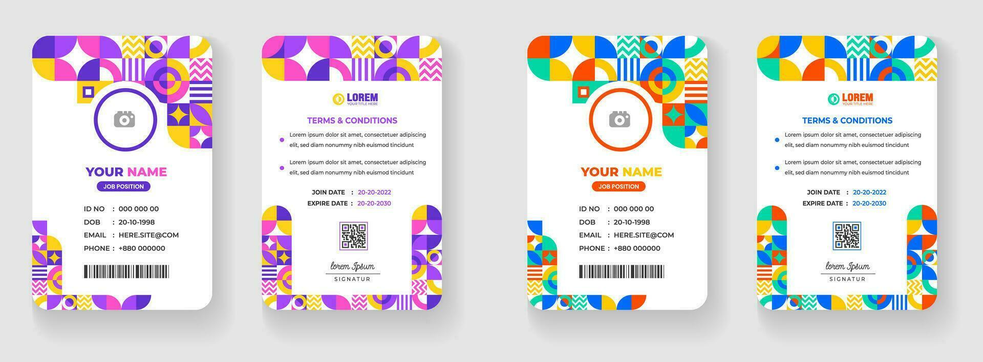 abstract geometric shape pattern corporate business office id card design template. vector