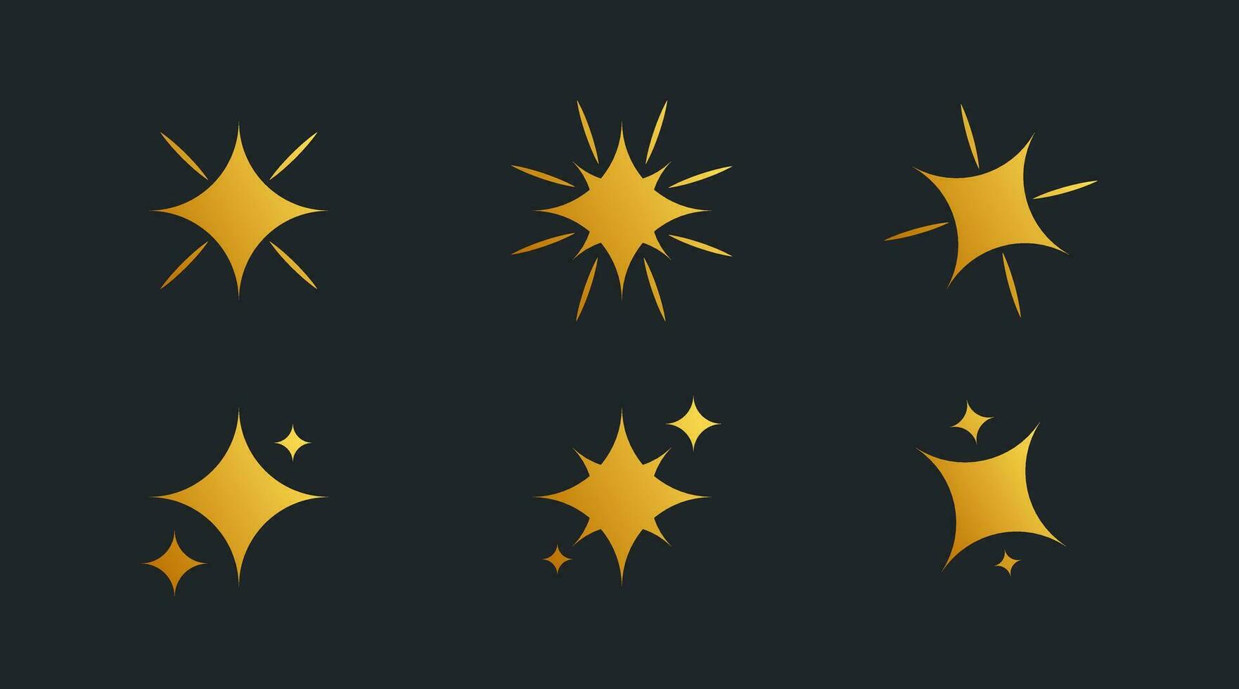 Sparkle star signs collection. Sparkling decoration in golden colors. vector