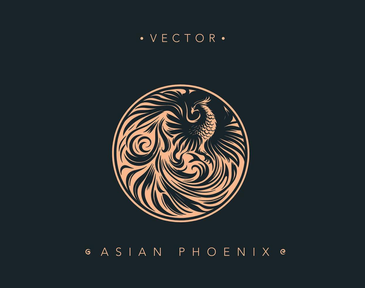 Circular Asian Phoenix Vector Artistry