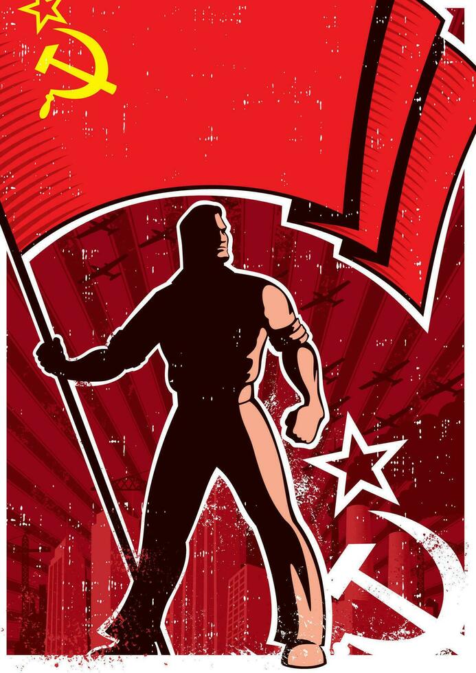 Flag Bearer Poster USSR vector