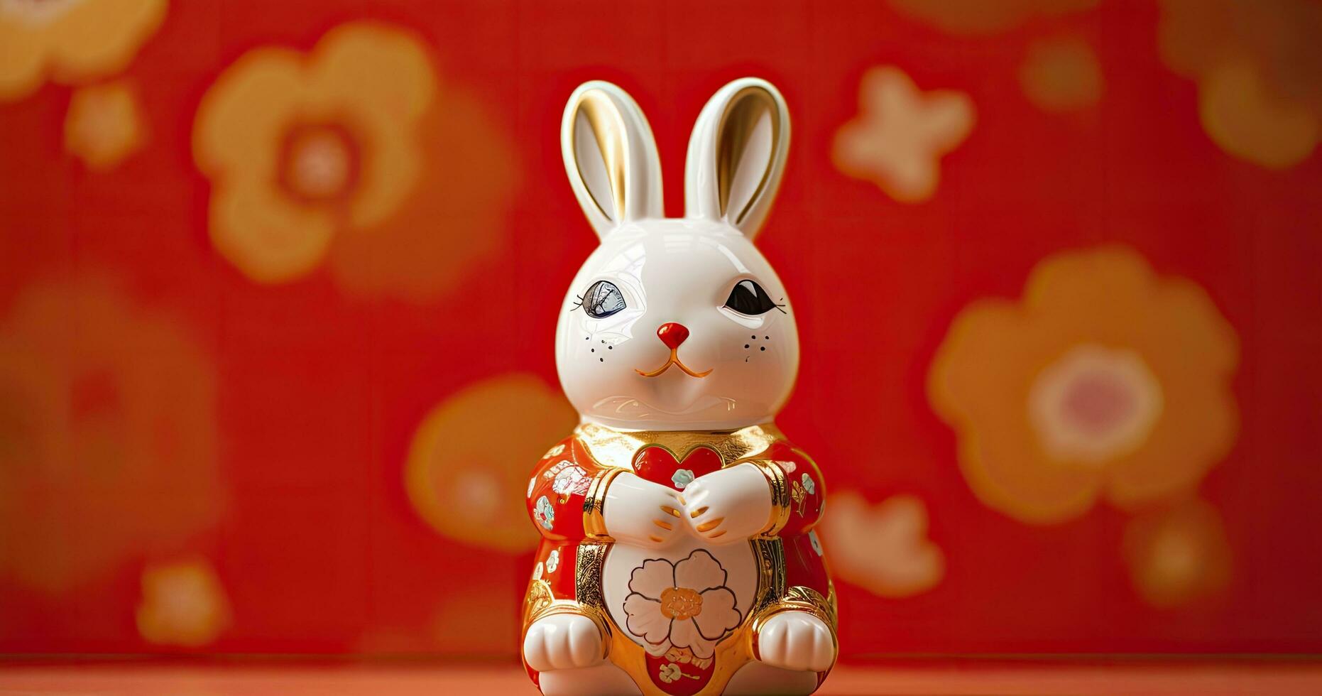 AI generated Chinese new year, year of the rabbit festival celebration background photo