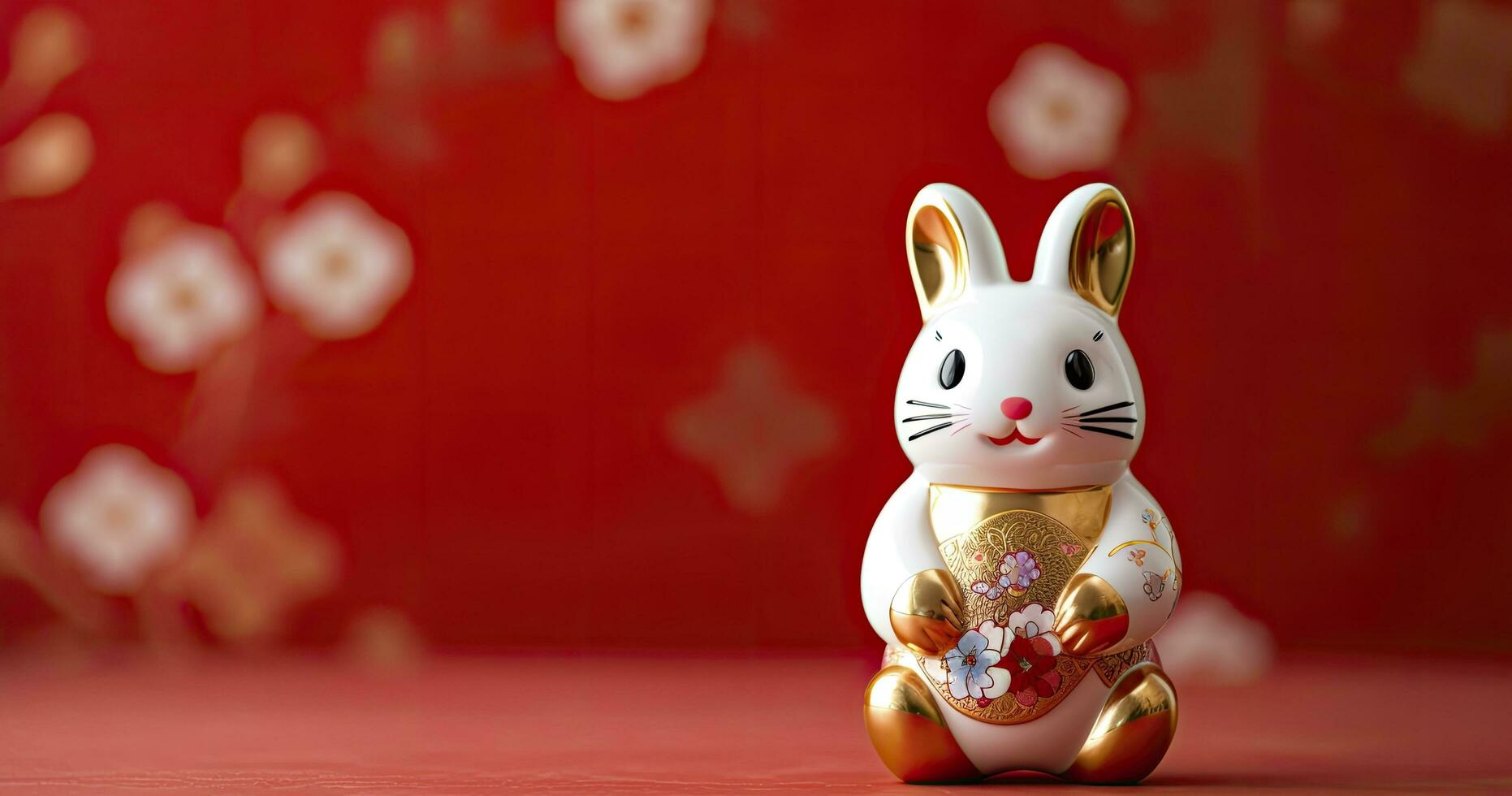 AI generated Chinese new year, year of the rabbit festival celebration background photo