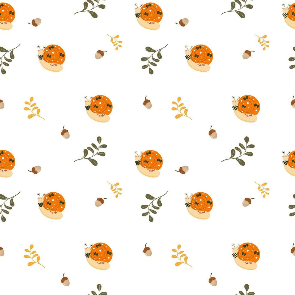 Autumn forest seamless pattern with cute animals vector