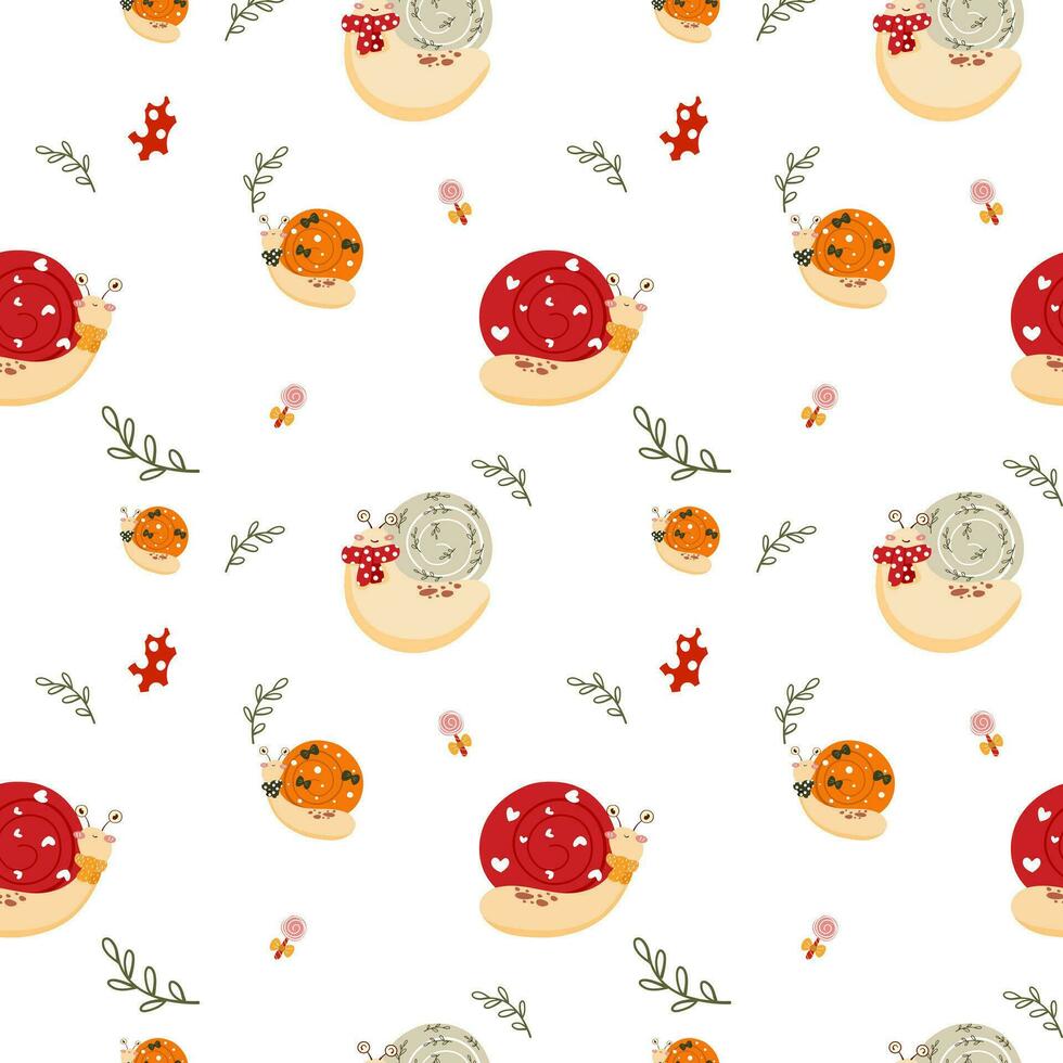 Autumn forest seamless pattern with cute animals vector