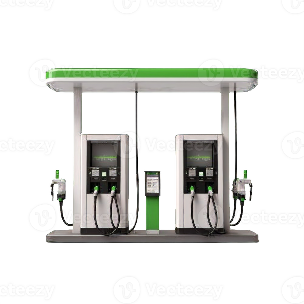 AI generated Modern Fuel Dispenser and Gas Station Canopy Isolated on Transparent Background png