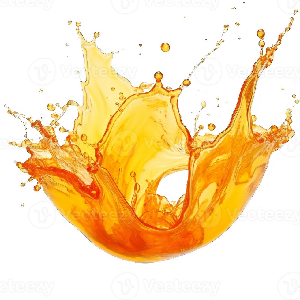 AI generated Vibrant Orange Juice Splash with Fresh Halves on transparent background. ai generative png