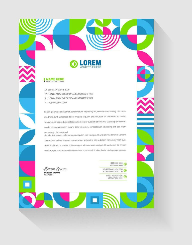 corporate business Abstract style geometric shape pattern letterhead design template. vector