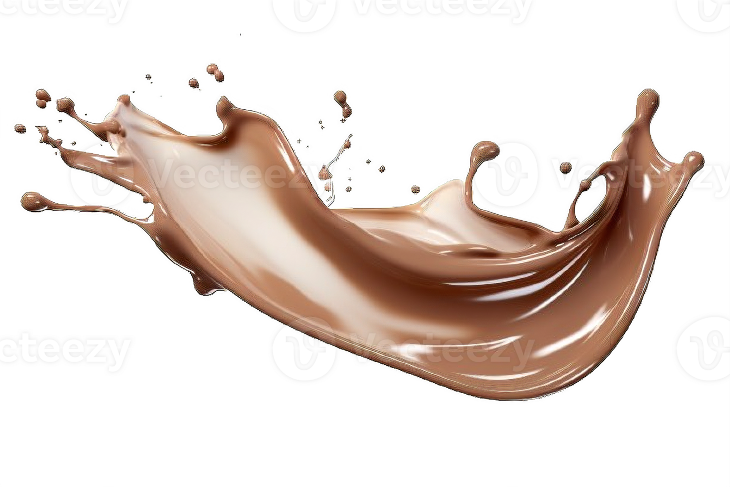 AI generated Dynamic Chocolate and Milk Splashes Isolated on transparent background png