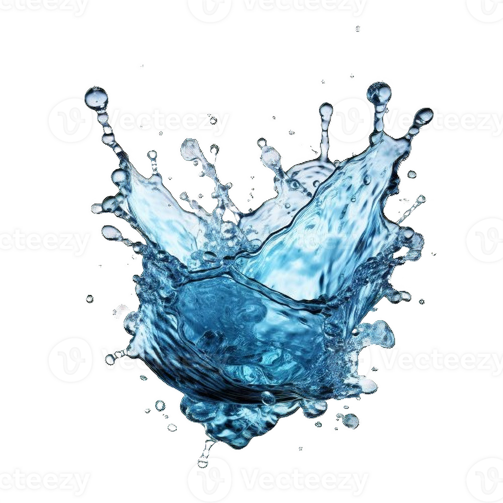 AI generated Dynamic Blue Water Splashes Isolated on transparent  Background png