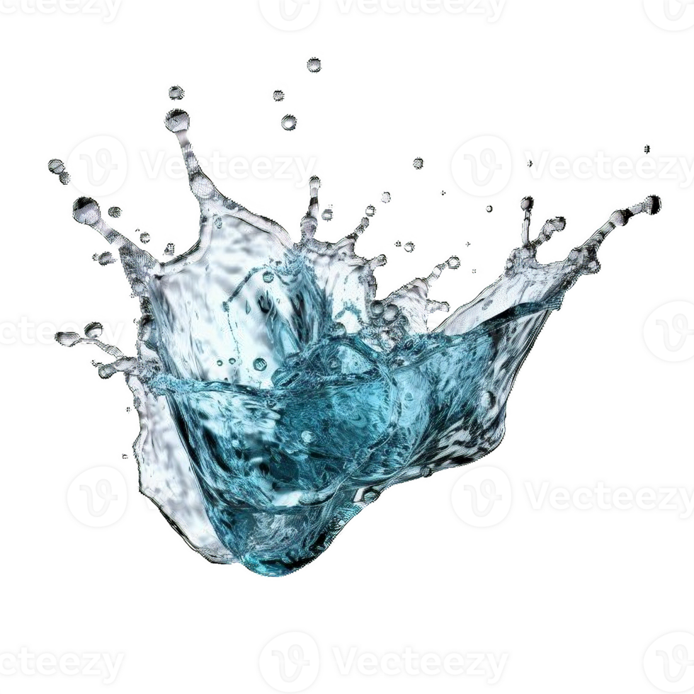 AI generated Dynamic Blue Water Splashes Isolated on transparent  Background png