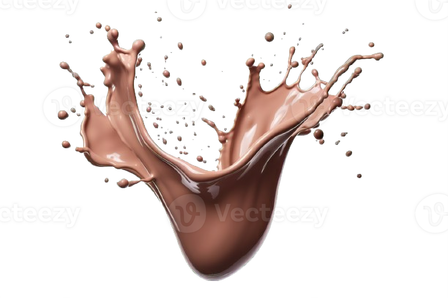 AI generated Dynamic Chocolate and Milk Splashes Isolated on transparent background png