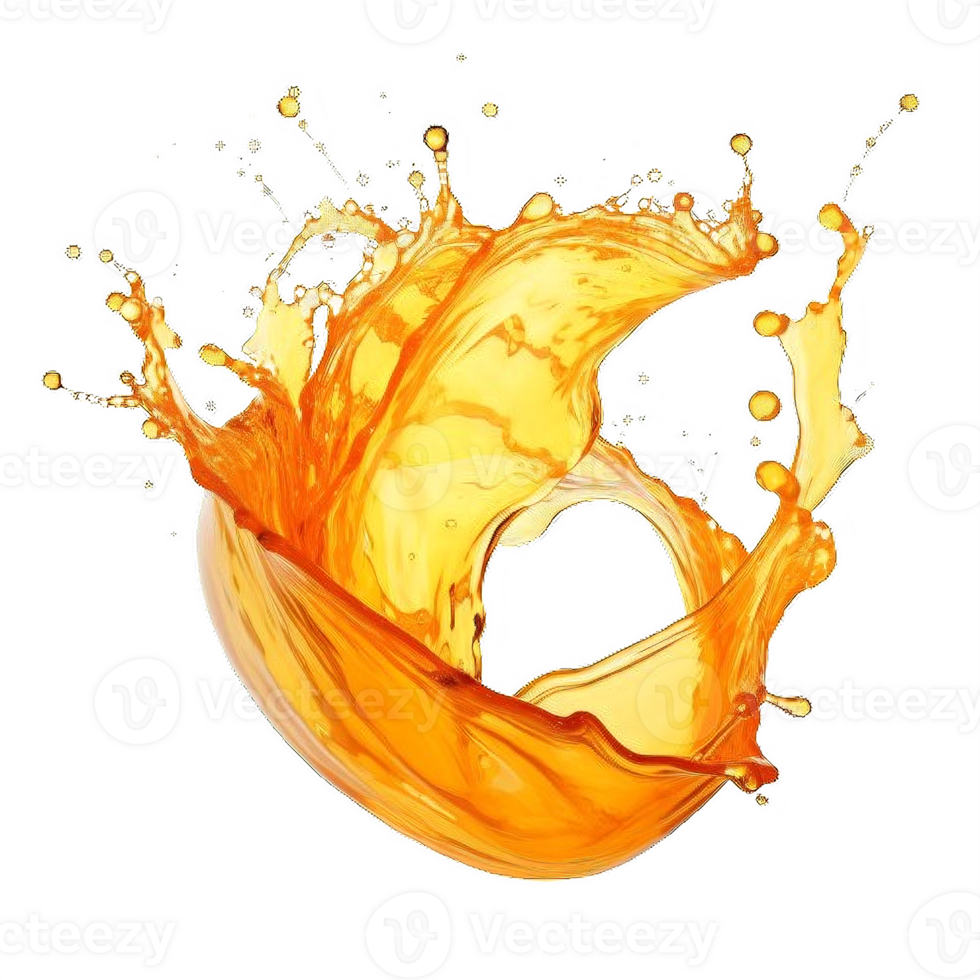 AI generated Vibrant Orange Juice Splash with Fresh Halves on transparent background. ai generative png
