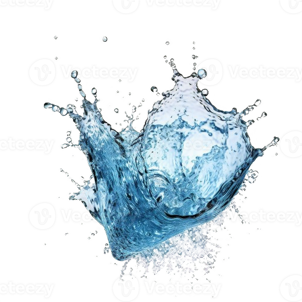 AI generated Dynamic Blue Water Splashes Isolated on transparent  Background png