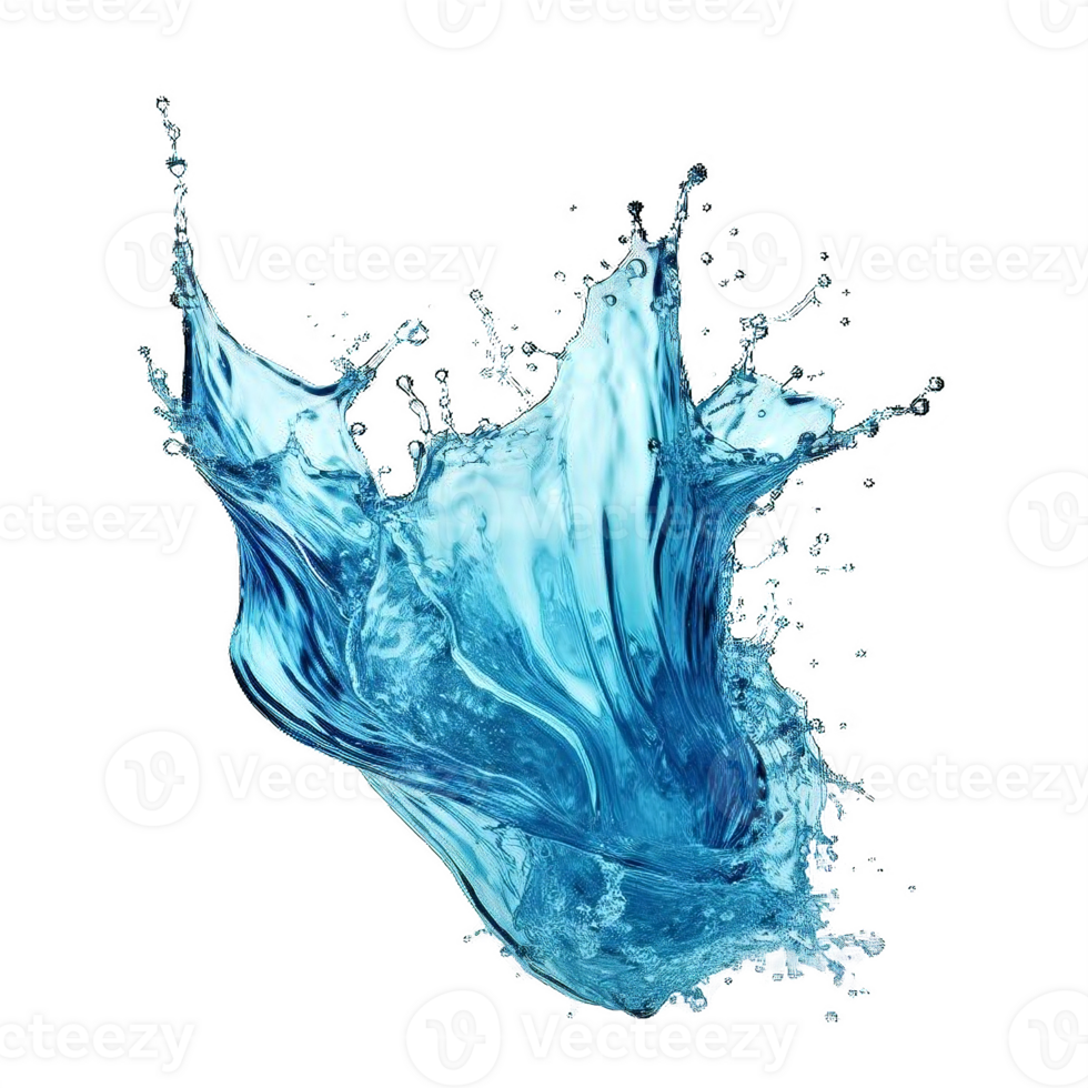 AI generated Dynamic Blue Water Splashes Isolated on transparent  Background png