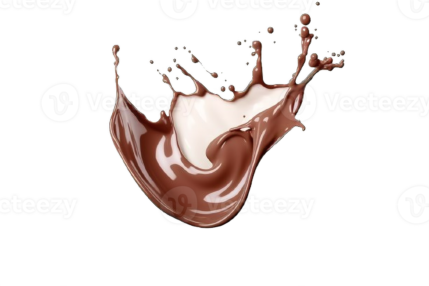 AI generated Dynamic Chocolate and Milk Splashes Isolated on transparent background png