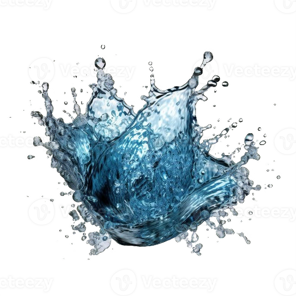 AI generated Dynamic Blue Water Splashes Isolated on transparent  Background png