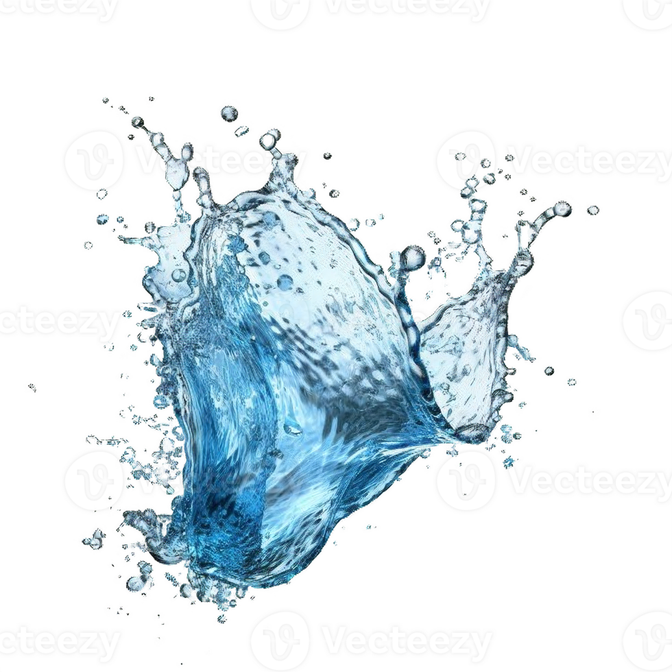 AI generated Dynamic Blue Water Splashes Isolated on transparent  Background png