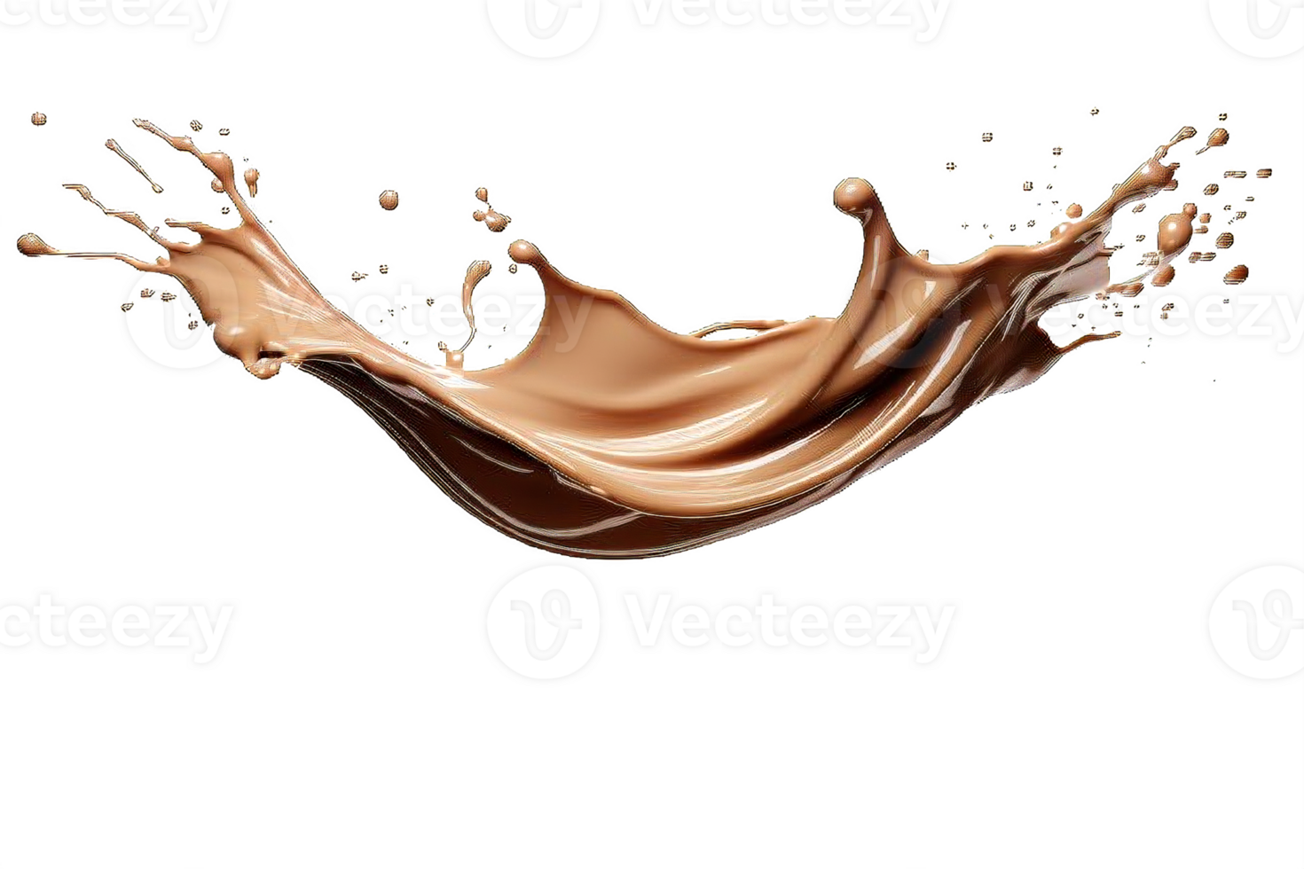 AI generated Dynamic Chocolate and Milk Splashes Isolated on transparent background png