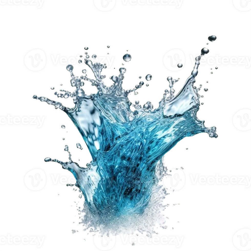AI generated Dynamic Blue Water Splashes Isolated on transparent  Background png