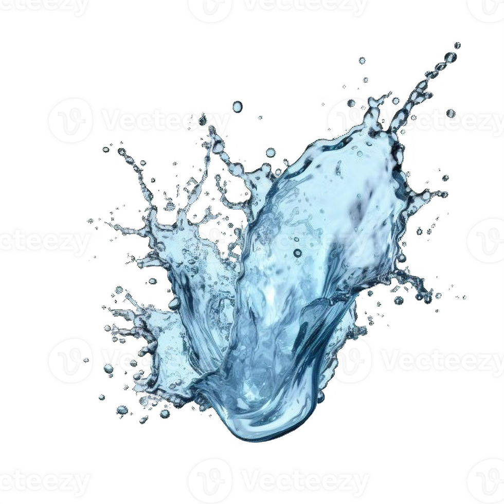 AI generated Dynamic Blue Water Splashes Isolated on transparent  Background png