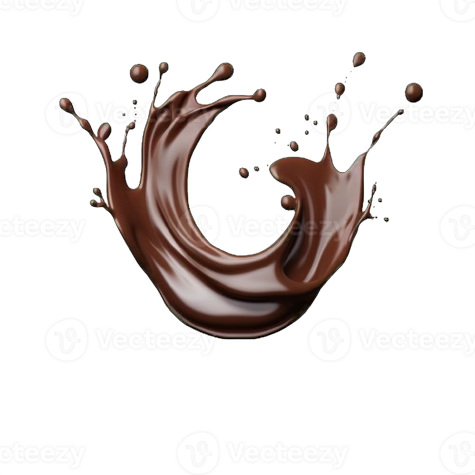 ai generado elegante chocolate chapoteo secuencia en transparente antecedentes png