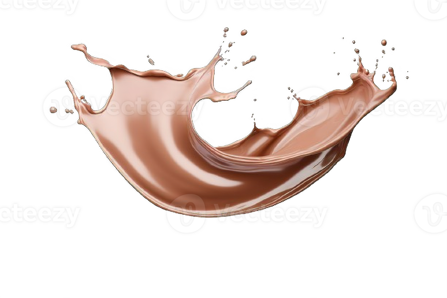 AI generated Dynamic Chocolate and Milk Splashes Isolated on transparent background png