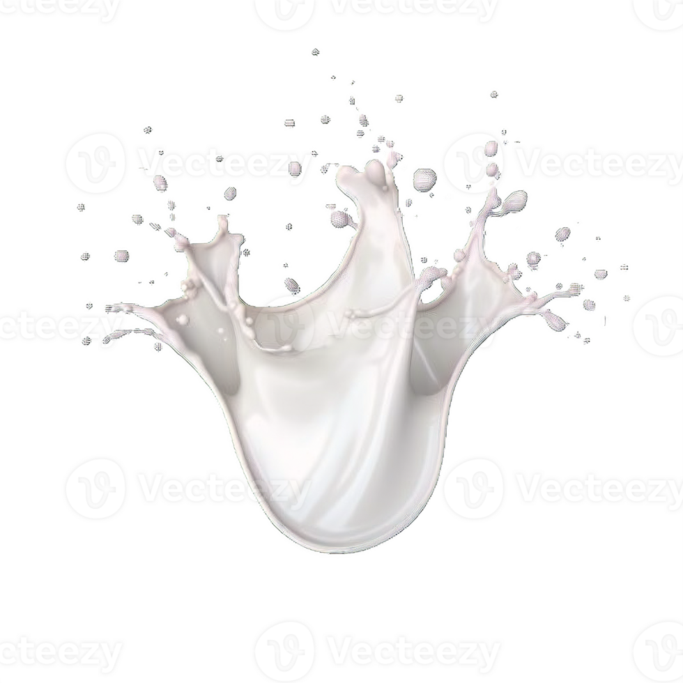 AI generated Elegant Milk Splashes on transparent  Background png