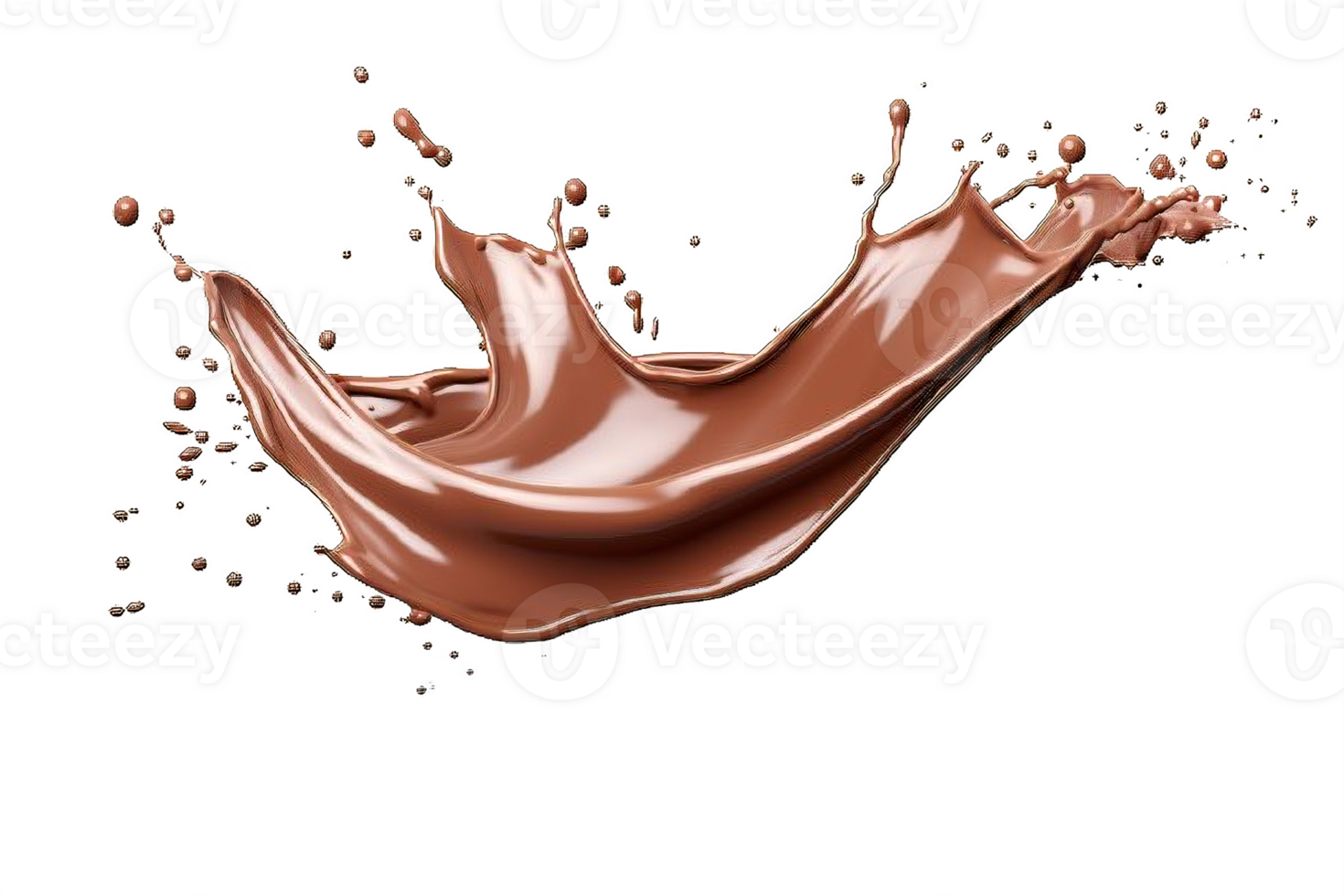 AI generated Dynamic Chocolate and Milk Splashes Isolated on transparent background png