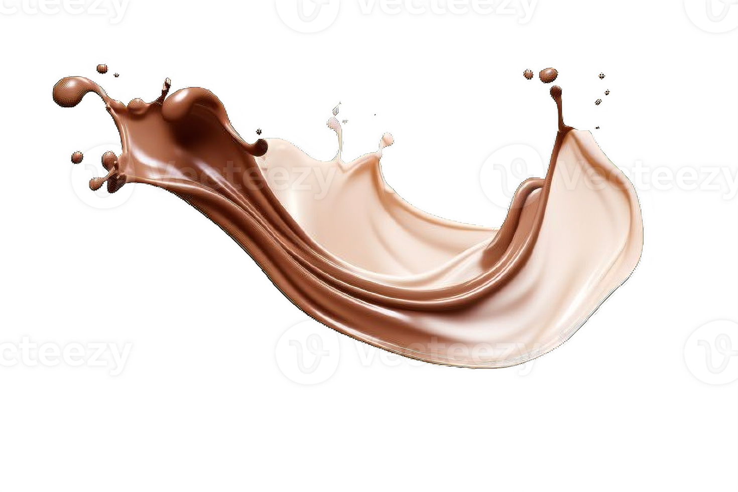 AI generated Dynamic Chocolate and Milk Splashes Isolated on transparent background png