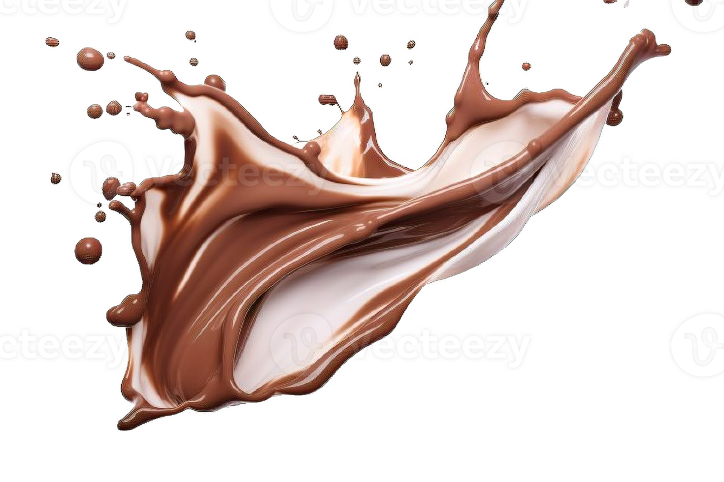 AI generated Dynamic Chocolate and Milk Splashes Isolated on transparent background png