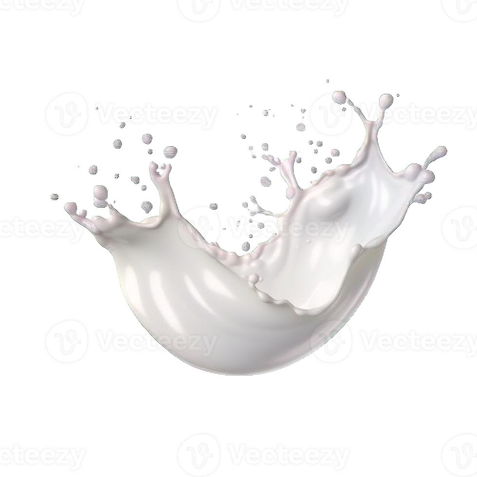AI generated Elegant Milk Splashes on transparent  Background png