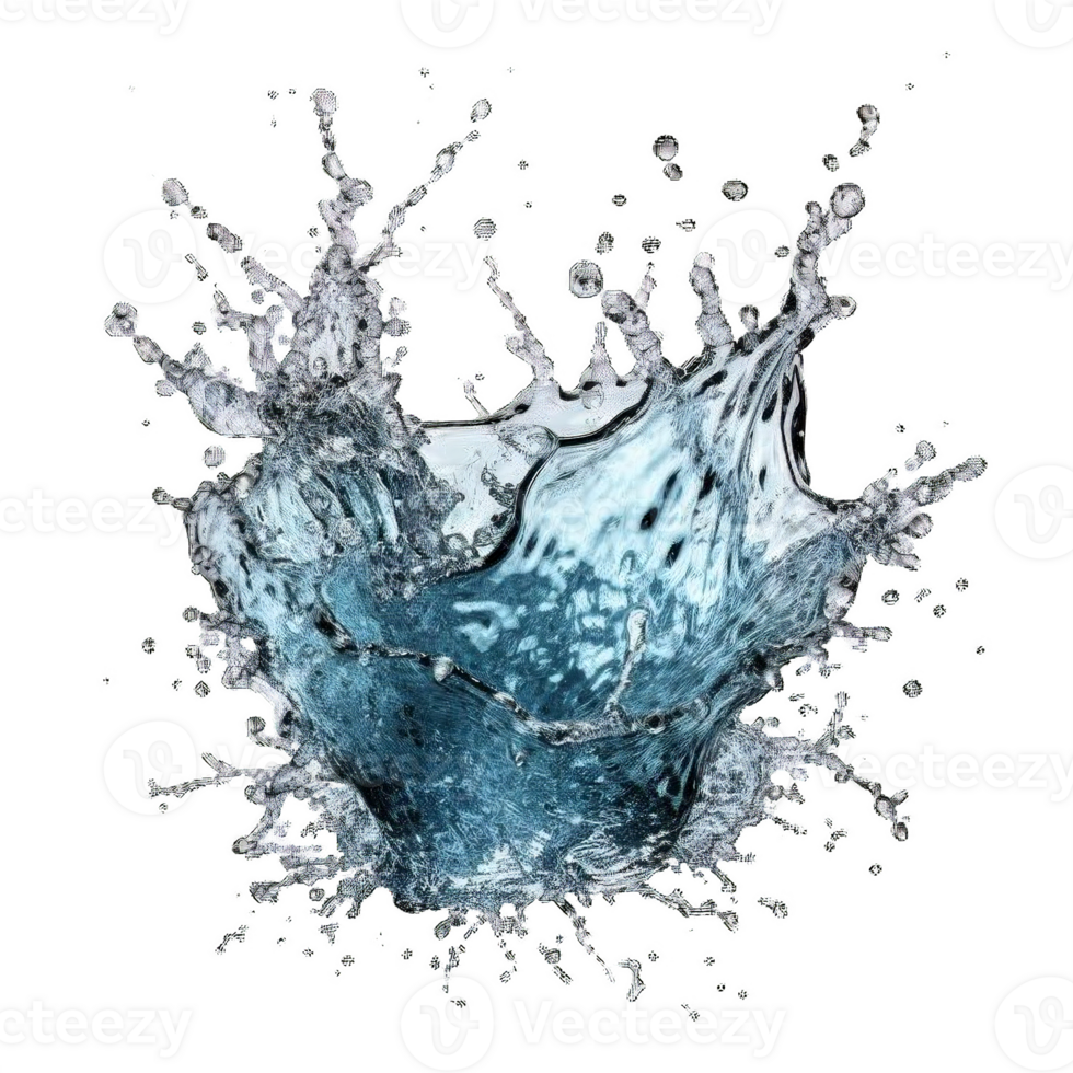AI generated Dynamic Blue Water Splashes Isolated on transparent  Background png