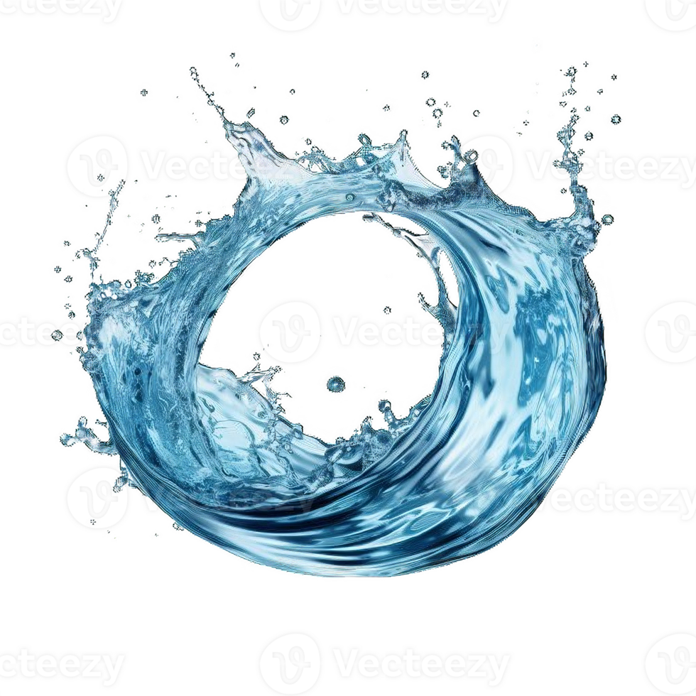 AI generated Dynamic Blue Water Splashes Isolated on transparent  Background png