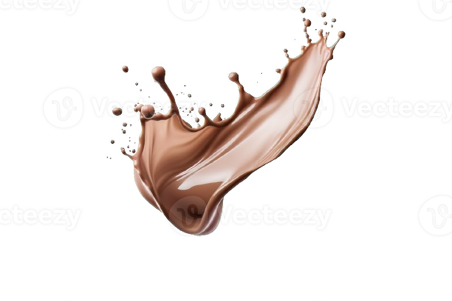 AI generated Dynamic Chocolate and Milk Splashes Isolated on transparent background png
