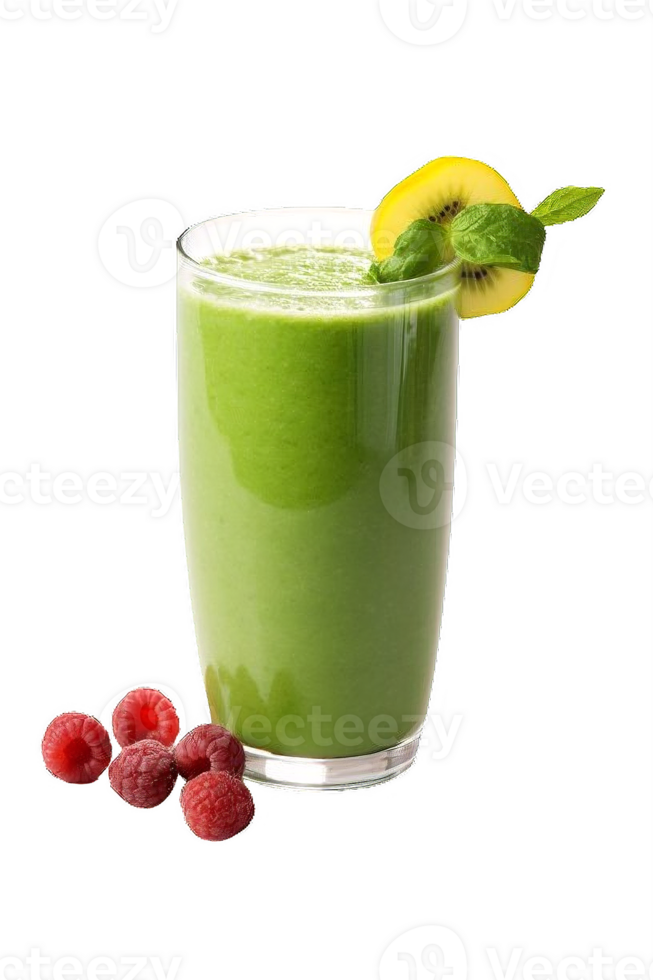 AI generated Green Smoothies with Fruit Garnishes png
