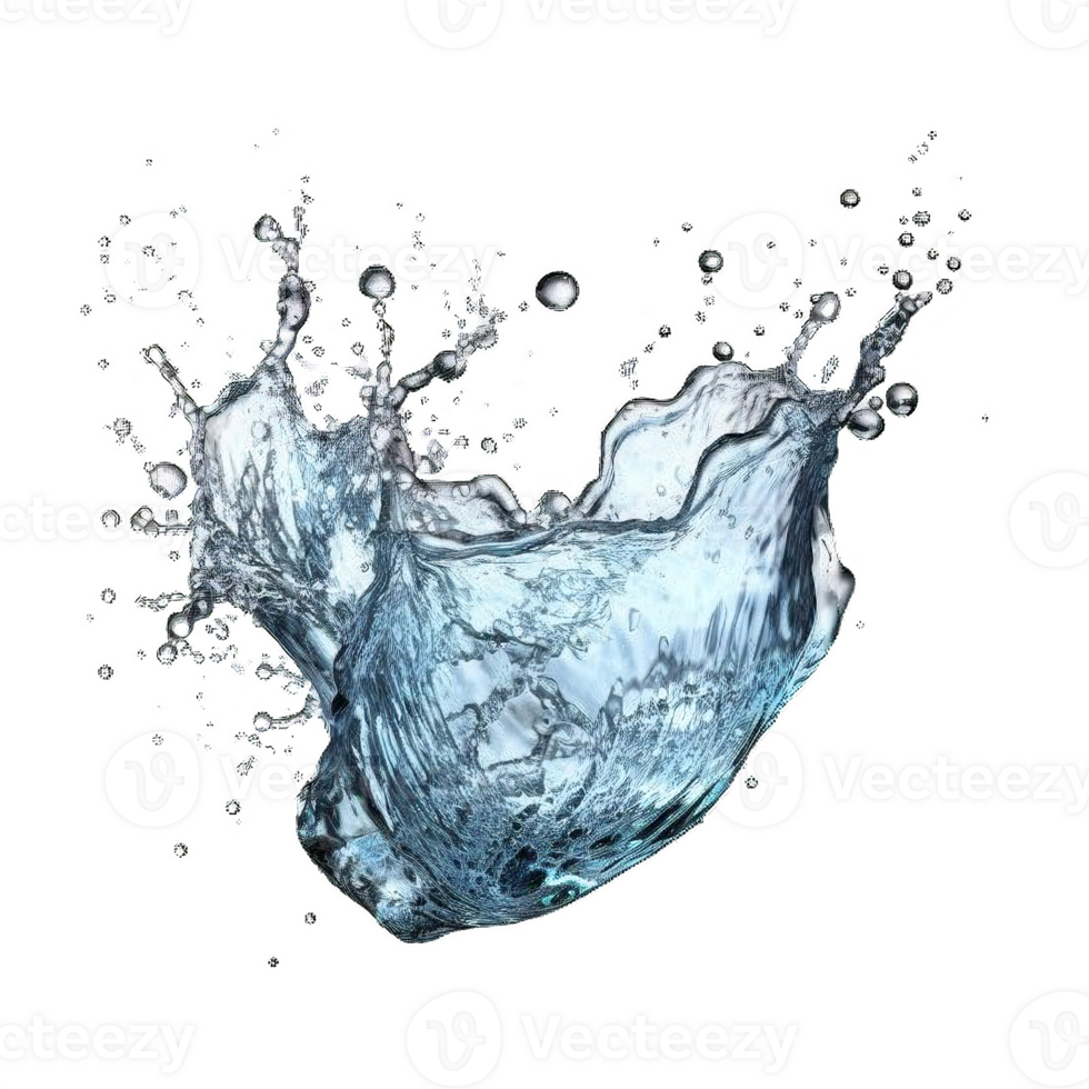 AI generated Dynamic Blue Water Splashes Isolated on transparent  Background png