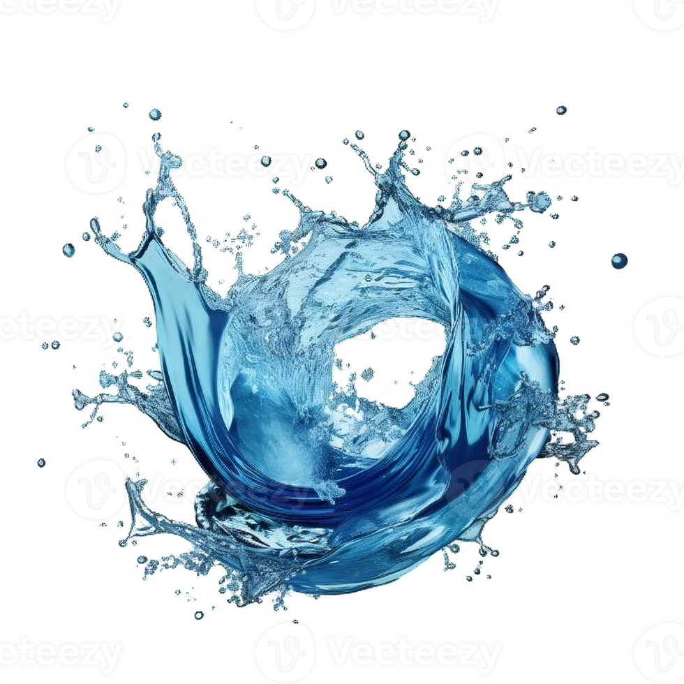 AI generated Dynamic Blue Water Splashes Isolated on transparent  Background png