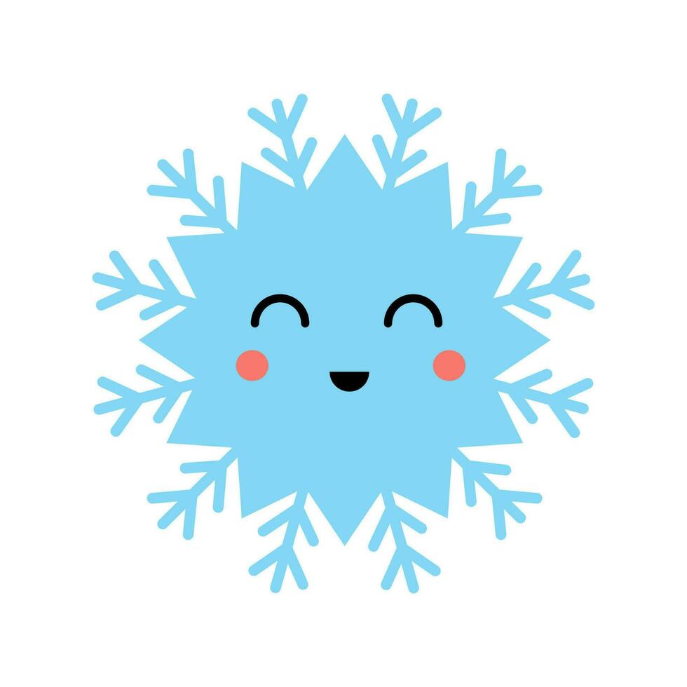 vector ilustración de linda dibujos animados kawaii copo de nieve aislado en blanco antecedentes.