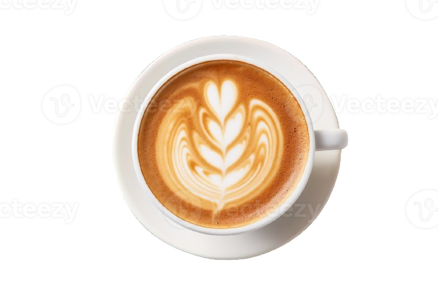 AI generated Artistic Latte Art on Cappuccino in White Cup Isolated on