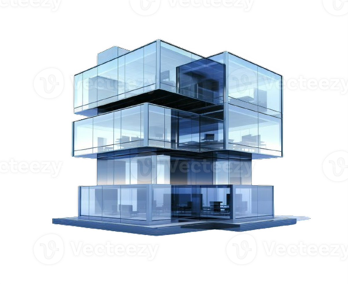 AI generated Modern Glass Office Building Architecture Isolated on transparent background png