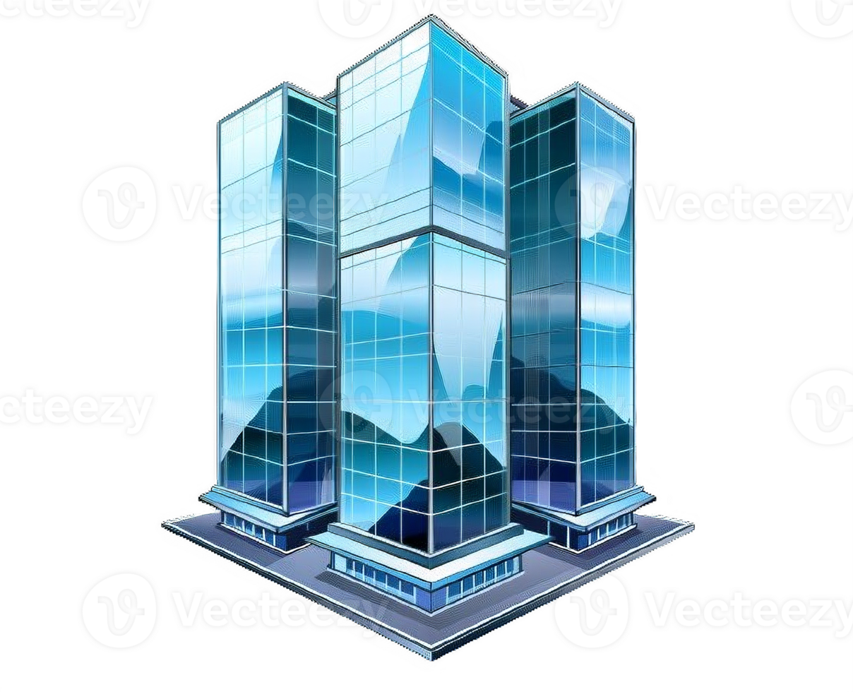 AI generated Modern Glass Office Building Architecture Isolated on transparent background png
