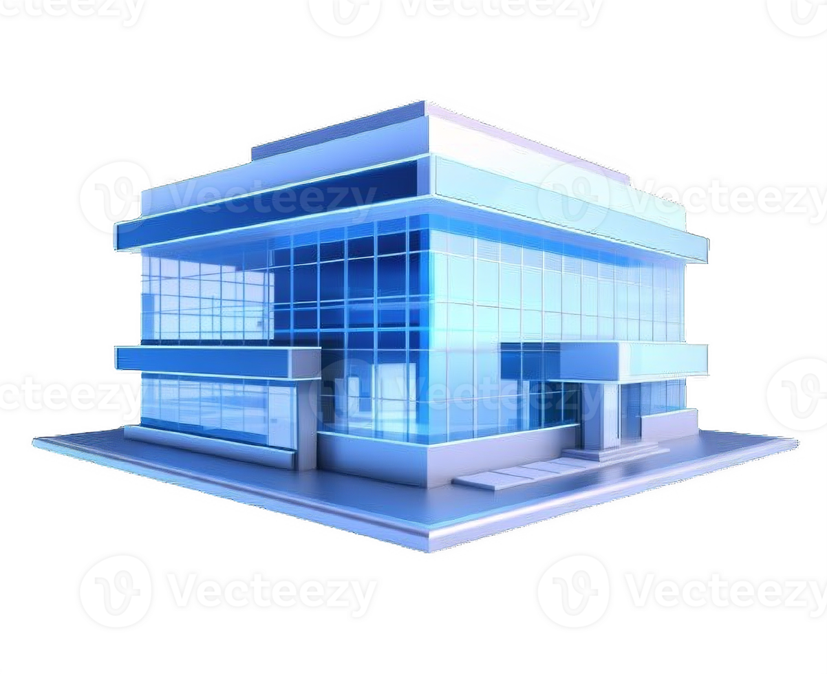 AI generated Modern Glass Office Building Architecture Isolated on transparent background png