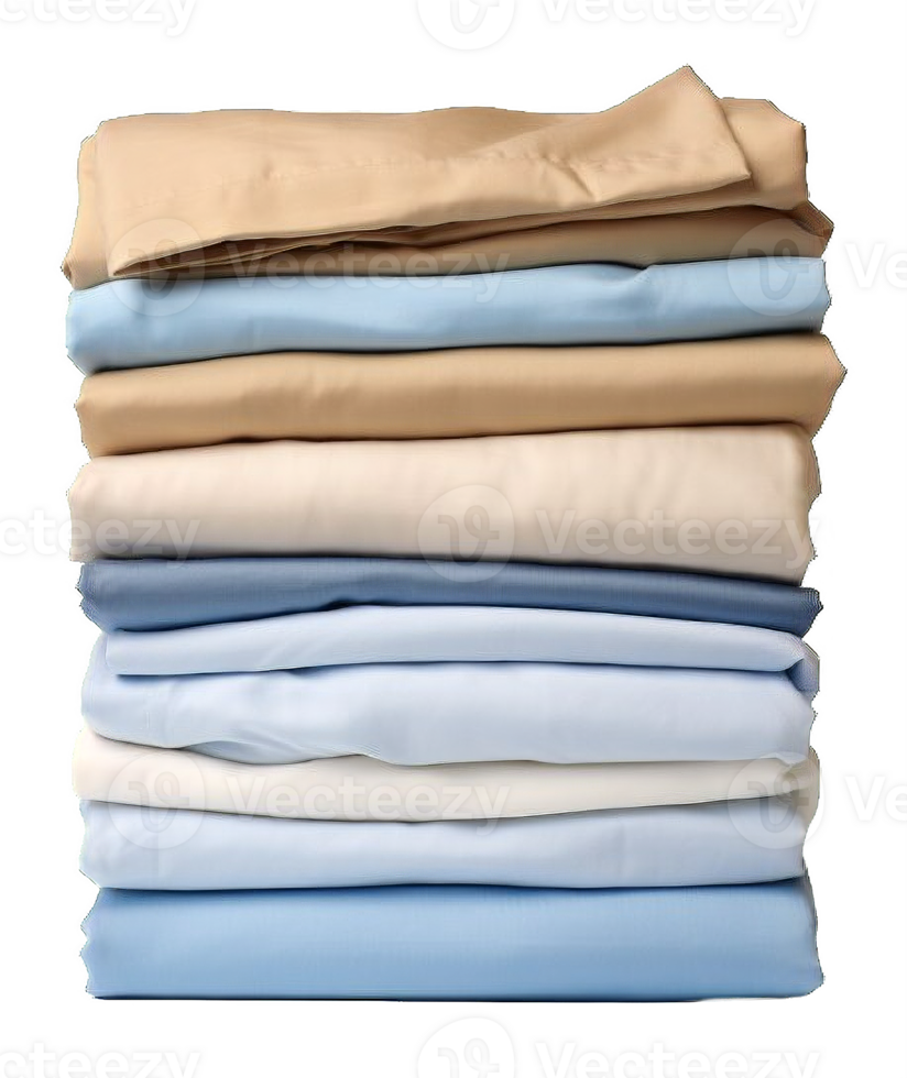 AI generated Stack of Neatly Folded Dress Shirts Isolated on  transparent background png