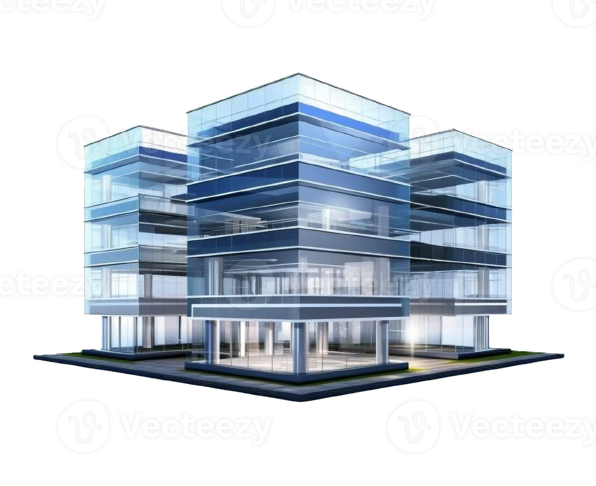 AI generated Modern Glass Office Building Architecture Isolated on transparent background png